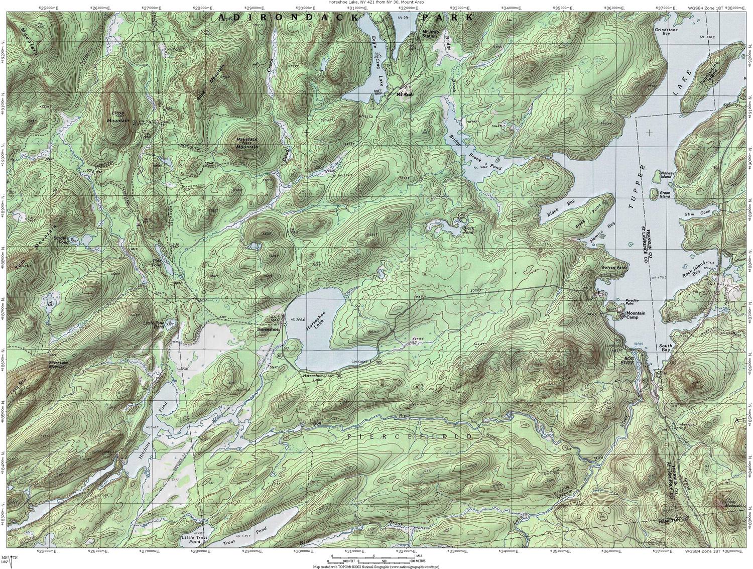 Horseshoe Lake Topographic Map + Mount Arab