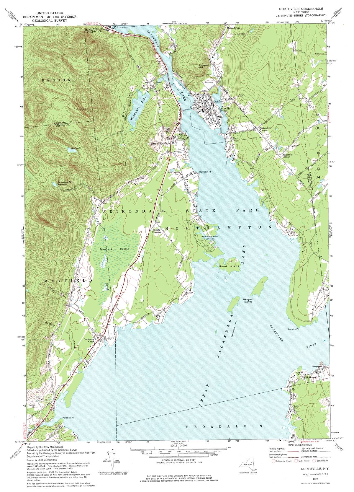 Northville, Great Sacandaga Lake Topographic Map