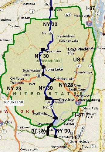 Click On NY 30 on the Map Above to Get to a Topo Map for that Section